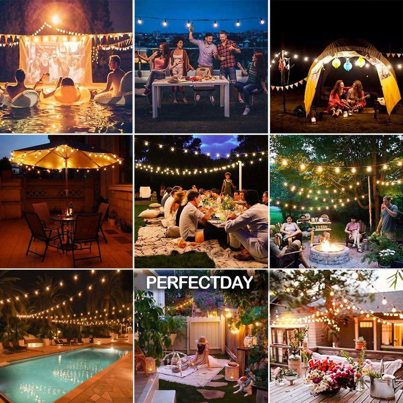 PERFECTDAY Solar String Lights, Shatterproof LED Solar String Light Outdoor G40 Umbrella Lights with 25 Bulbs - 27 Ft Patio Waterproof Lights - Image 3